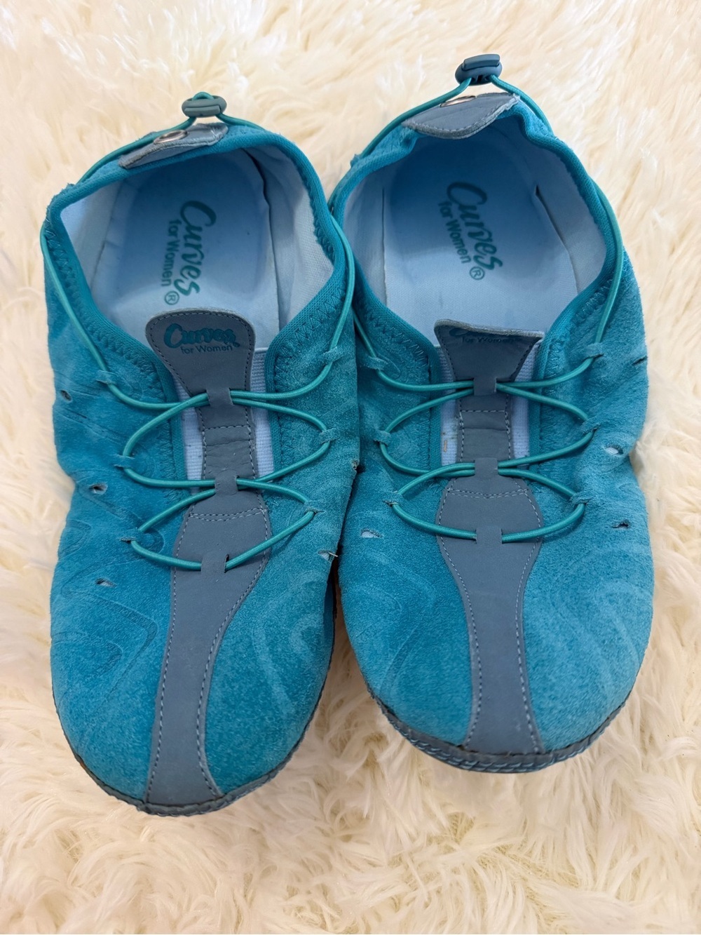 Curves Foldable Travel Shoes w/ grip soles & carry case, wmn’s size 9 Turquoise - Picture 3 of 7